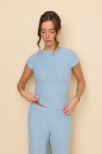 Pointelle Top | Baby Blue