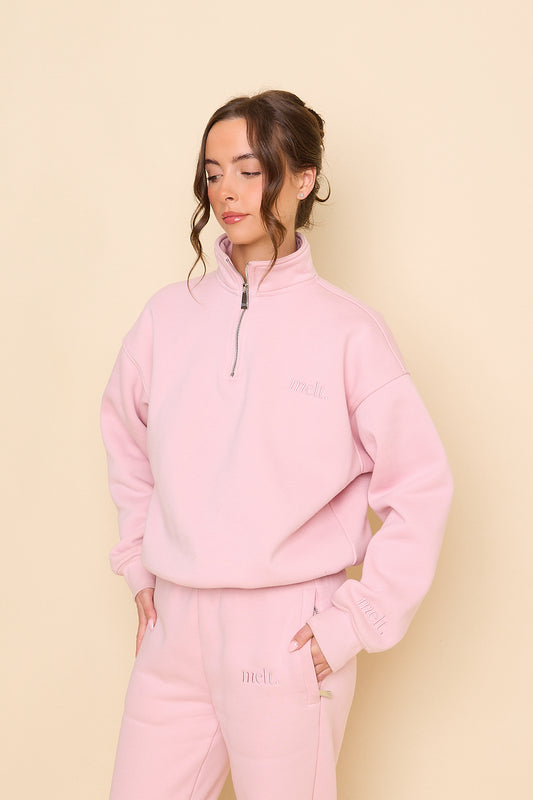 1/4 Zip Sweater | Baby Pink