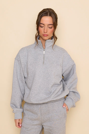 1/4 Zip Sweater | Grey Marl