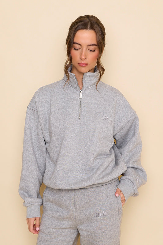 1/4 Zip Sweater | Grey Marl