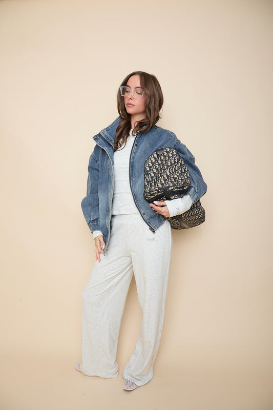 Straight Leg Trouser | Grey Marl