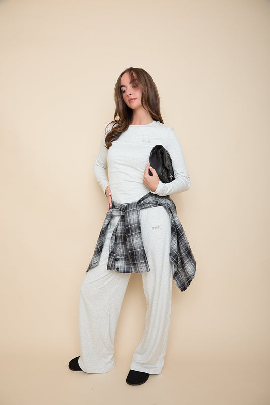 Straight Leg Trouser | Grey Marl