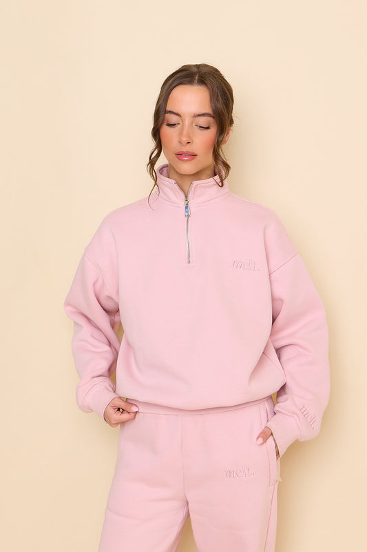 1/4 Zip Sweater | Baby Pink