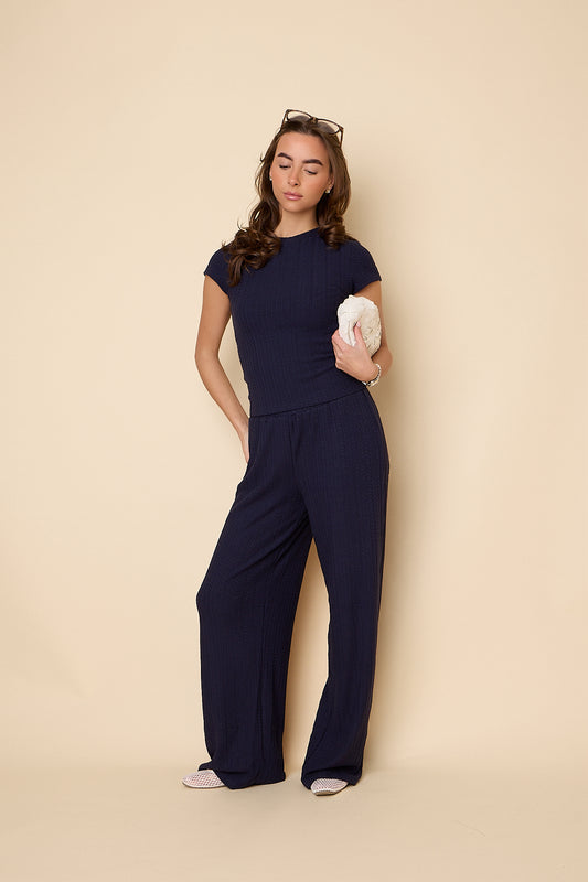 Pointelle Trousers | Navy